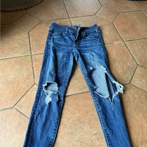 American Eagle Outfitters Ripped Dark Blue Skinny Jeans